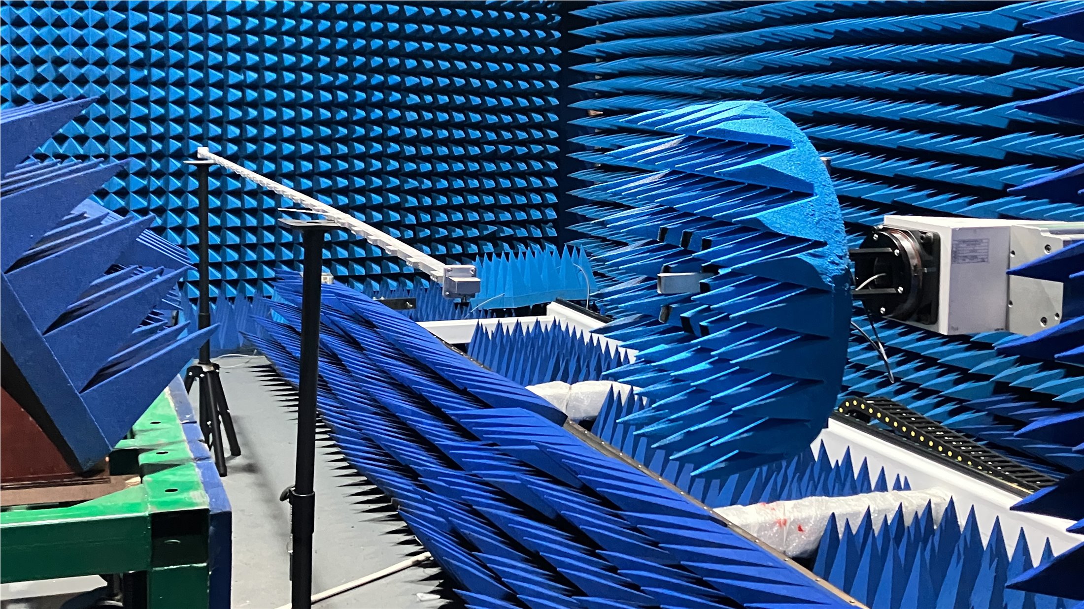 Antenna testing inside the Dolph Microwave anechoic chamber
