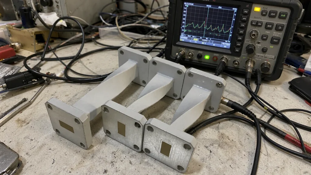 [WRD-650 Double Ridge Waveguide Magic Tees & Hybrids], 6.5 GHz to 18 GHz Frequency Band, 3.1±0.5 dB Distribution Ratio,