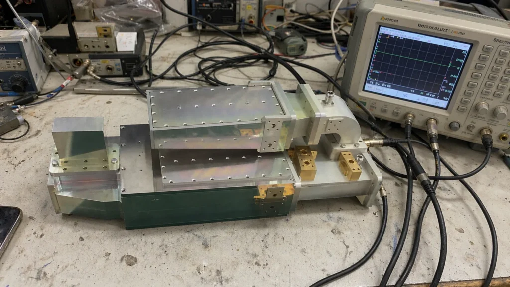 [Double Ridge Waveguide Components] 7.5 to 18 GHz, WRD750 Waveguide Electronic Switch with TTL Logic, Self Cut Off, Wind