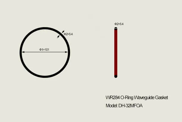 WR284 waveguide O-ring dimensional drawing