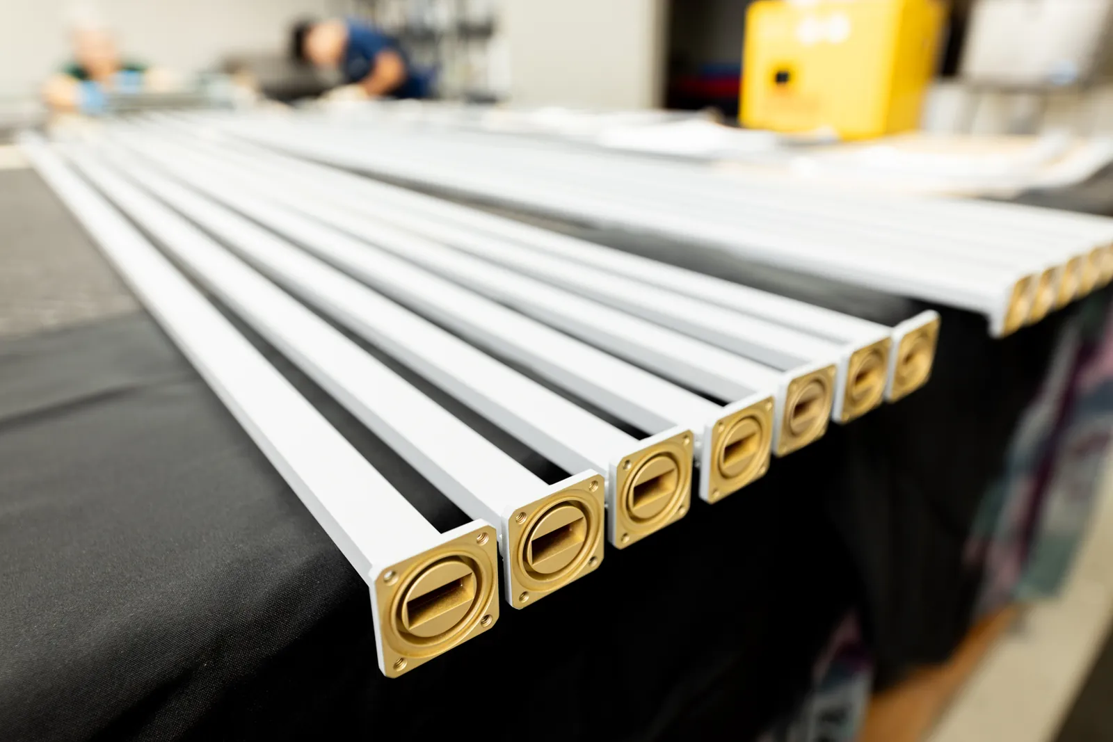 Waveguide assemblies under RF test